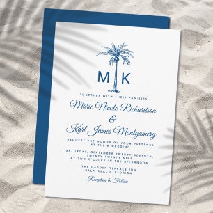 Convite Casamento Formal de Praia da Árvore de Palma Azul