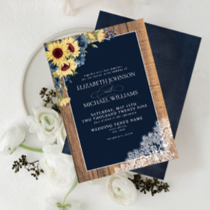 Convite Casamento Formal de Raça de Girassol Azul de Mari