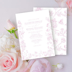 Convite Casamento Formal de Rosa Chinoiserie Floral