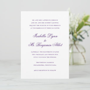 Convite Casamento Formal De Roxo Tradicional
