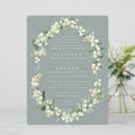 Convite Casamento Formal de Snowberry+Eucalyptus