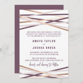 Convite Casamento Formal de Streamers Dourados e Blush Rox