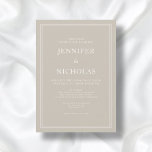 Convite Casamento Formal de Taupe Beige Moderno Elegante<br><div class="desc">Convite Formal para Casamento de Taupe Moderno Elegante, </div>