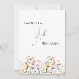 Convite Casamento Formal de Watercolor Meadow Wildflower