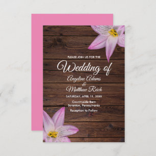 Convite Casamento Formal de Wooden Flores Românticas