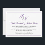 Convite Casamento Formal do Monograma Real Roxo Tradiciona<br><div class="desc">Convite de casamento horizontal tradicional e clássico com um simples design com seu monograma inicial e seus nomes em um dentro elegante de caligrafia roxa real de uma fronteira fina. A parte de trás é roxa sólida. Esta design clássica é perfeita para um casamento formal no outono/outono.</div>