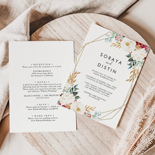 Convite Casamento Formal Dourado Clássico de Trás e Frente (Criador carregado)