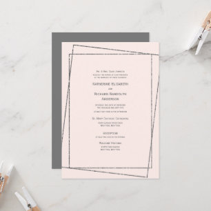 Convite Casamento Formal e Elegante Rosa e Prata
