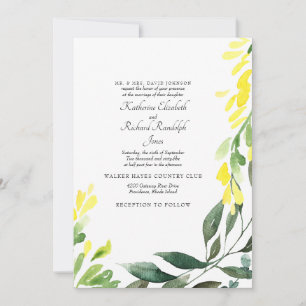 Convite Casamento Formal & Elegante Amarelo Flor Silvestre