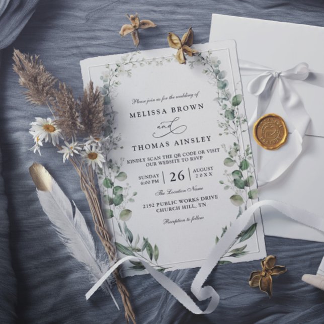 Convite Casamento Formal Elegante Botânico Acrílico Código (Criador carregado)