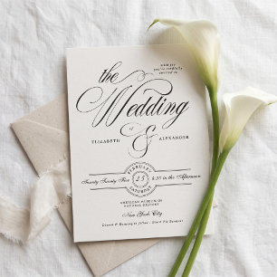 Convite Casamento Formal Elegante Caligrafia Gravata Borbo
