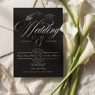 Convite Casamento Formal Elegante Caligrafia Gravata Borbo