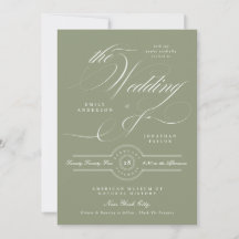 Casamento Formal Elegante Caligrafia Verde Sage