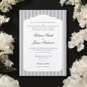 Convite Casamento Formal Elegante Clássico com Listras Pre