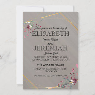 Convite casamento formal elegante clássico luxuoso