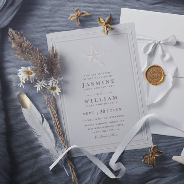 Convite Casamento Formal Elegante Costeiro Estrela de rele (Criador carregado)