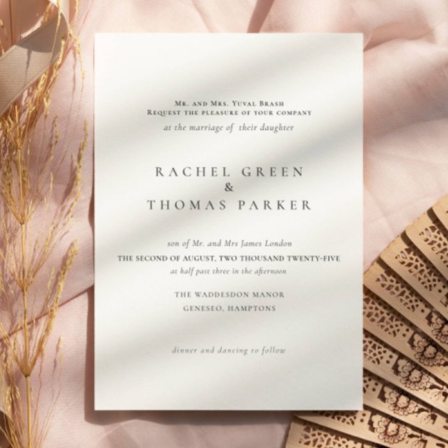 Convite Casamento Formal Elegante Elegante Negro e Branco (Criador carregado)