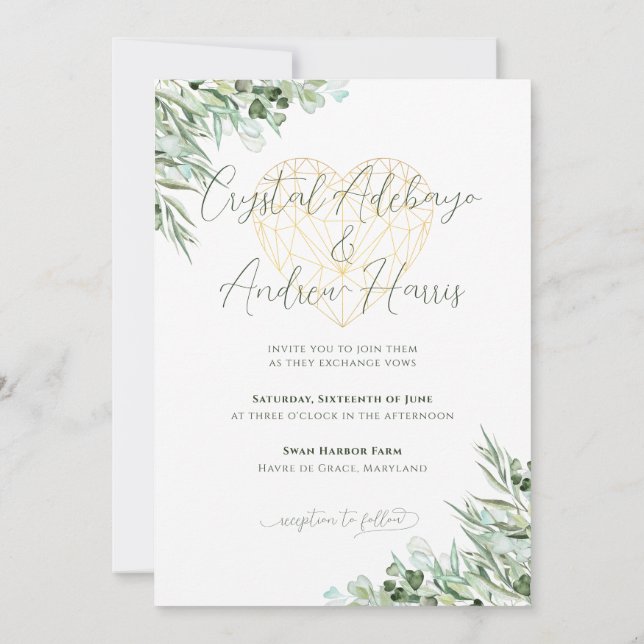 Convite Casamento Formal Elegante Eucalyptus Foliage (Verso)