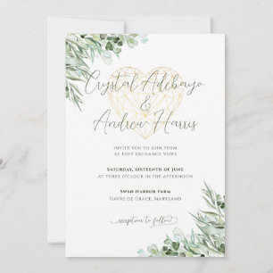 Convite Casamento Formal Elegante Eucalyptus Foliage