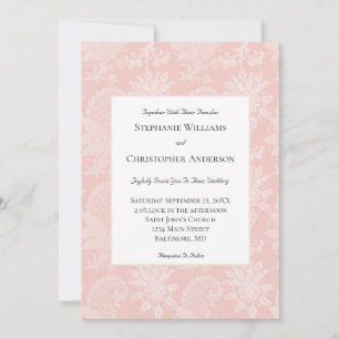 Convite Casamento Formal Elegante Floral Ornate Rosa Branc