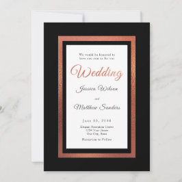 Convite Casamento Formal Elegante Preto e Cobre Moderno