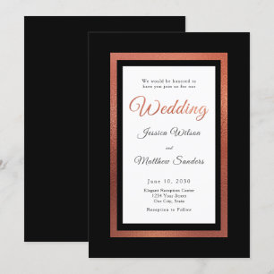 Convite Casamento Formal Elegante Preto e Cobre Moderno
