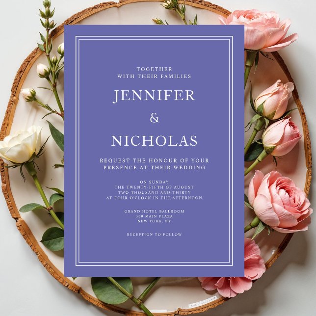 Convite Casamento Formal Elegante Roxo Moderno (Modern Elegant Formal Purple Wedding Invitation)