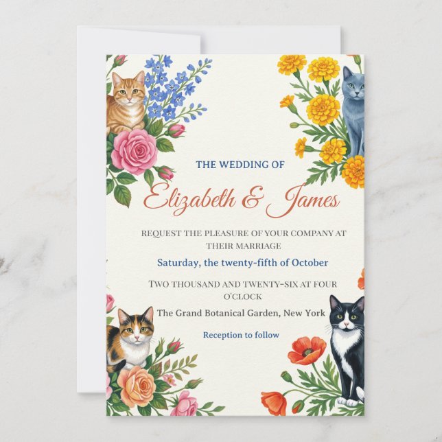 Convite Casamento Formal Elizabeth & James (Frente)