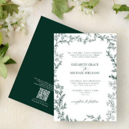 Convite Casamento Formal Emerald Green Clássico do Código 