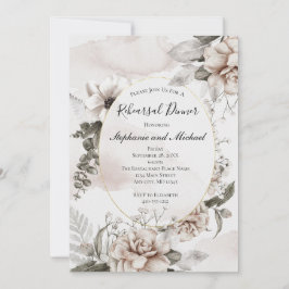 Convite Casamento Formal Floral Botânico Cinza Rosa Elegan