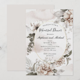 Convite Casamento Formal Floral Botânico Cinza Rosa Elegan