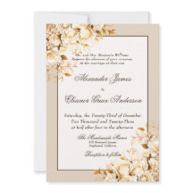 Casamento Formal Floral Elegante Dourado e Marfim