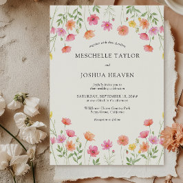 Convite Casamento Formal Floral Laranja Rosa