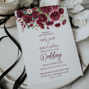 Convite Casamento Formal Formal de Boho Burgundy