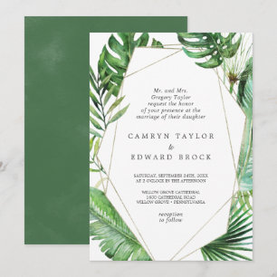 Convite Casamento formal geométrico da palma tropical
