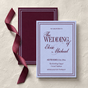 Convite Casamento Formal Luxuoso com Tons de Periwinkle e