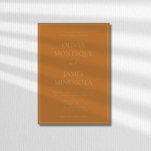 Convite Casamento Formal Luxuoso Quadro de Ouro Cobre