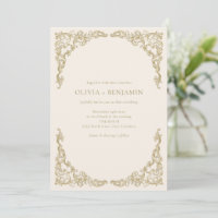 Casamento Formal Marfim com Trabalho em Ouro Adorn