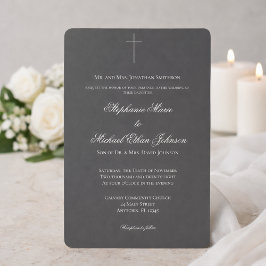 Convite Casamento Formal Minimalista Escuro com Cruz na Ig