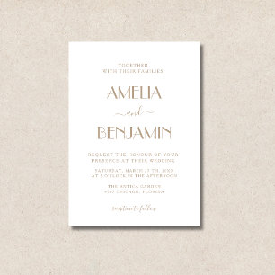 Convite Casamento Formal Minimalista Moderno Elegante Bege