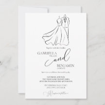 Casamento Formal Minimalista Preto Branco Script