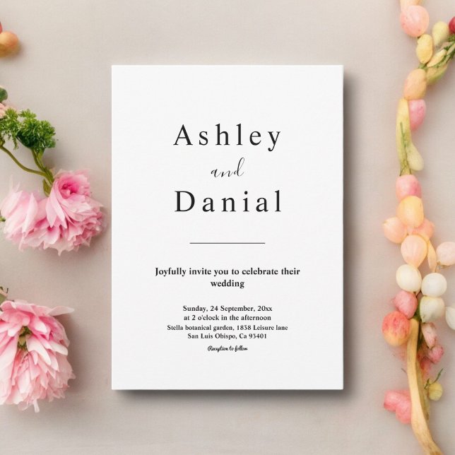 Convite Casamento Formal Mínimo De Chic Black E White (Criador carregado)