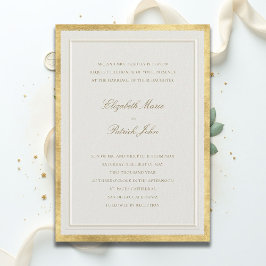 Convite Casamento Formal Moderno Clássico Elegante Dourado