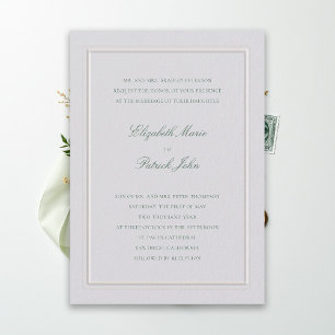 Convite Casamento Formal Moderno Clássico Elevado Verde Ma