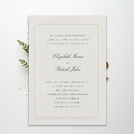 Convite Casamento Formal Moderno Clássico em Ecru com Mold