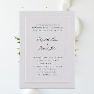 Convite Casamento Formal Moderno Clássico Quadro Elevado M