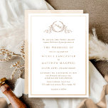 Convite Casamento Formal Monograma Beige Cream Watercolor<br><div class="desc">Aprecie amigos e família com este elegante convite de casamento mostrando um belo monograma botânico de folha desenhada com noiva e iniciais de noivo. O convite à frente foi aparado com matizes de cor bege bege fino, enquanto que o convite apresenta o dorso com uma bela lavagem de cor d'água...</div>