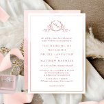 Convite Casamento Formal Monograma Cor de Água Rosa Esbran<br><div class="desc">Aprecie amigos e família com este elegante convite de casamento mostrando um belo monograma botânico de folha desenhada com noiva e iniciais de noivo. O convite à frente foi cortado com uma fina pincelada, matizes cor-de-rosa de salmão, enquanto o convite apresenta a parte de trás com uma bela lavagem a...</div>