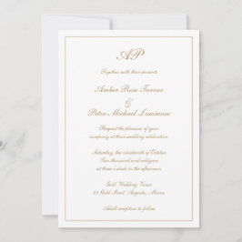 Convite Casamento Formal Monograma Elegante Dourado Tudo E