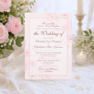 Convite Casamento Formal Peônias Boho Chic Aquarela Rosa